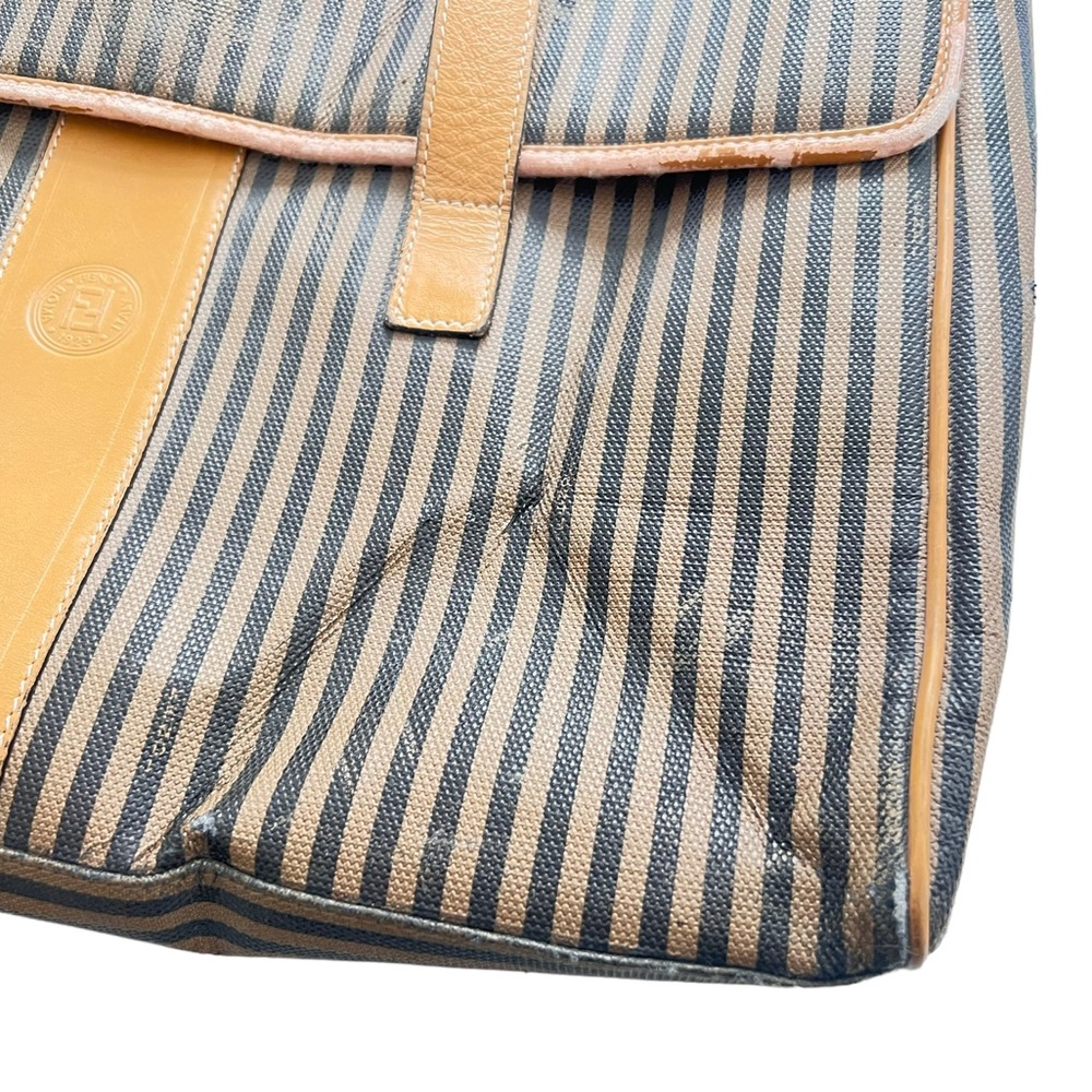 Vintage Fendi large brief shoulder bag striped logo serial number - Picture 9 of 15